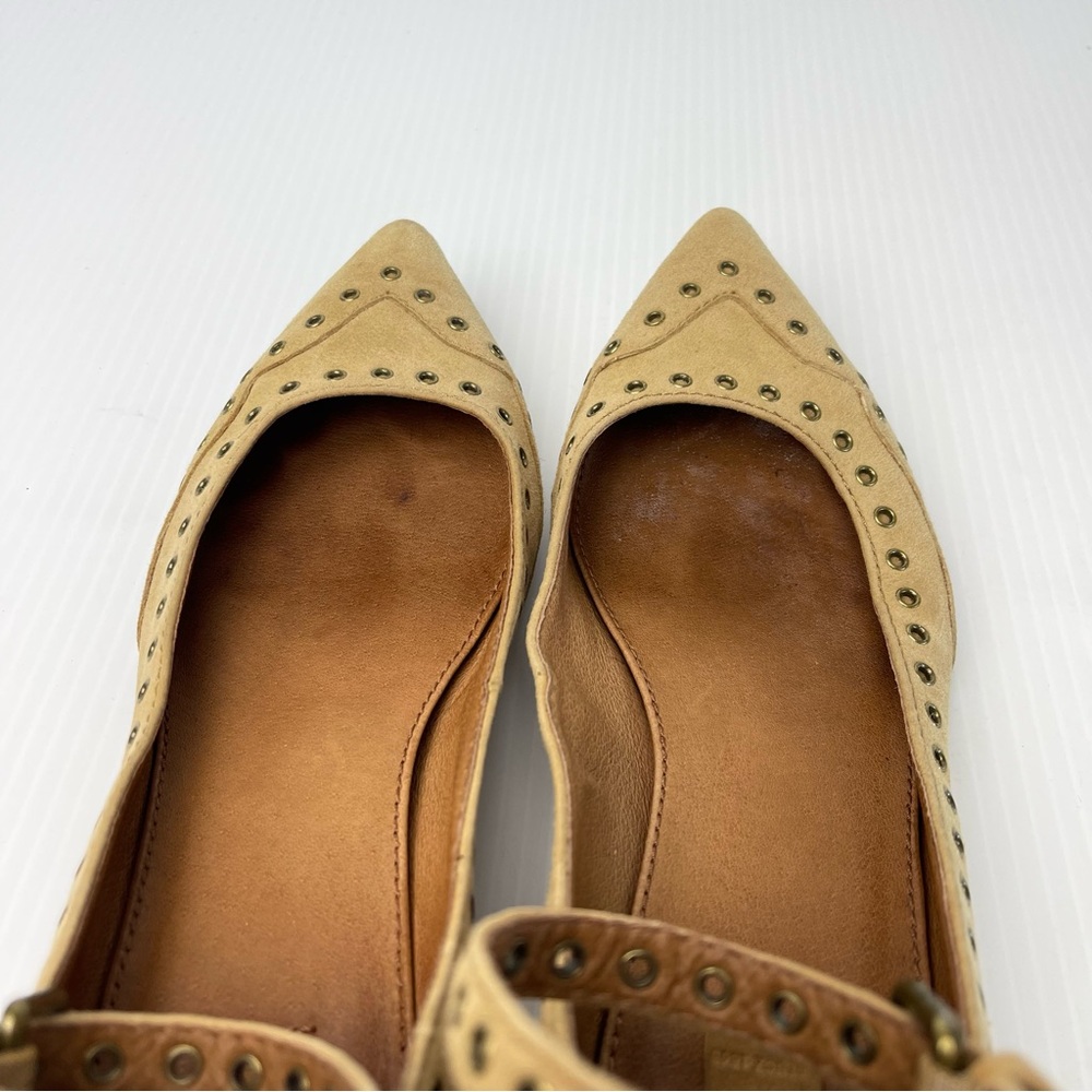 Frye Tan Leather Sienna Studded Pointed Flats - Picture 11 of 16